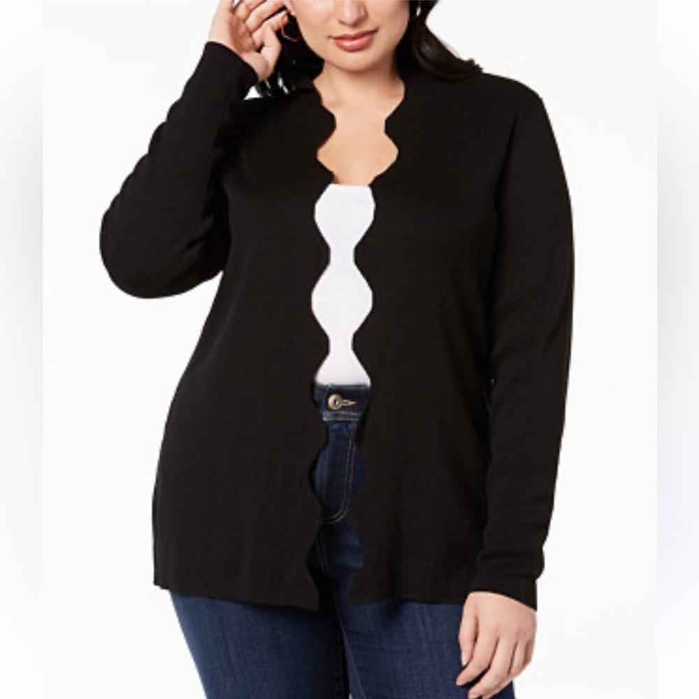 Belldini 🎉HP🎉🎈scalloped edged ribbed cotton blend open long sleeve cardigan